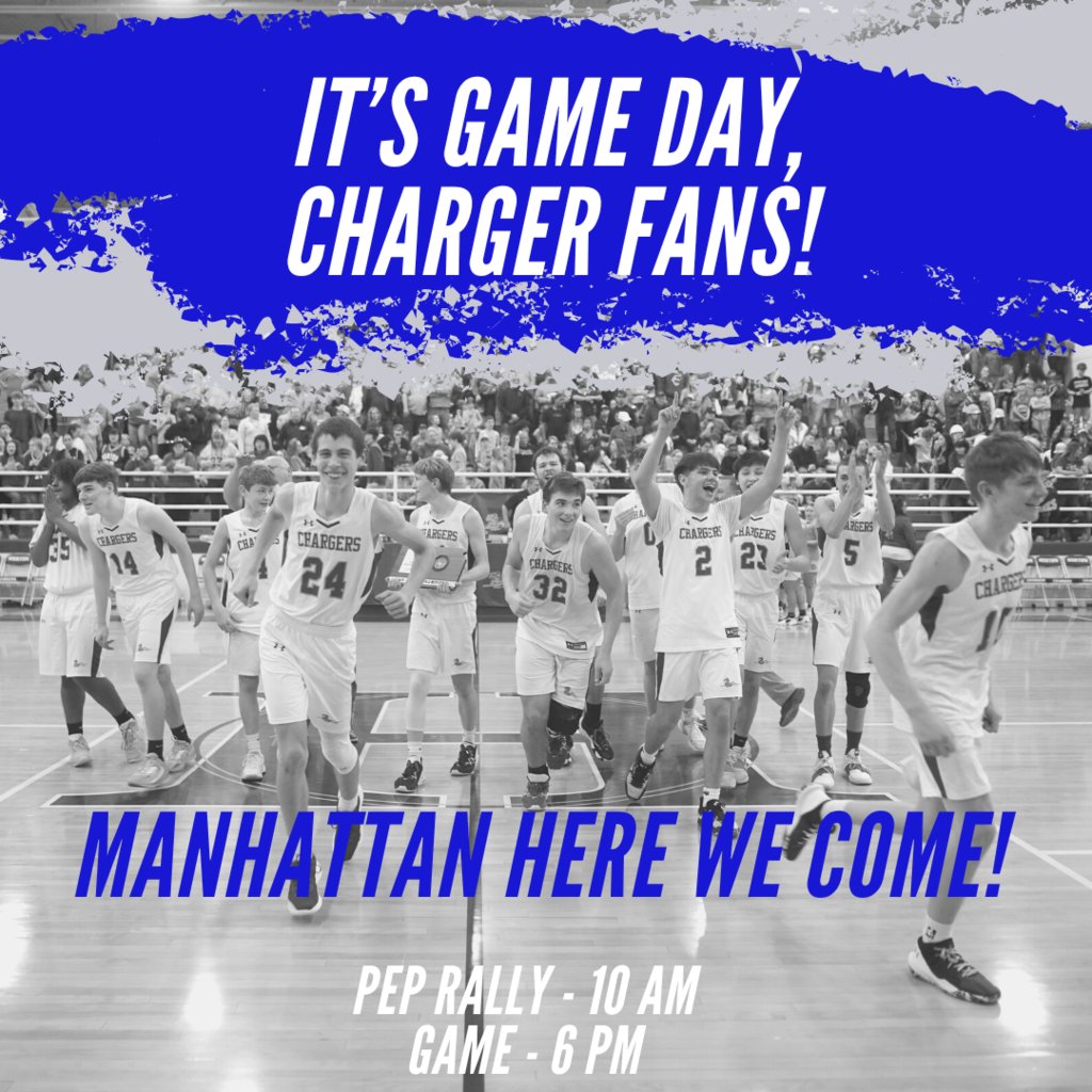 USD430's tweet photo. 🏀🏀Today is the day!  🏀🏀

Don't forget about the Charger pep rally at HHS -- 10 AM.  

Let's send these boys off in style! https://t.co/0zlTSdWZIC