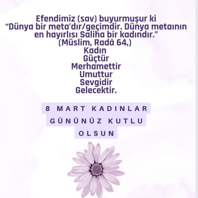 #8Mart 
Dünya Kadınlar Gününüz Kutlu Olsun 💖🌸🌺
#8MarchWomensDay 
#8MartDunyaEmekciKadinlarGunu 
#8martdunyakadinlargunu