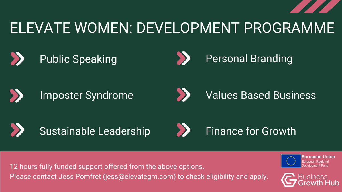 Just here, supporting women, like we do every day 🚀

Over half the places on this fully funded programme have aready been snapped up. If you're a female business or charity leader, with under 250 employees and trading in GM, reserve your spot now.