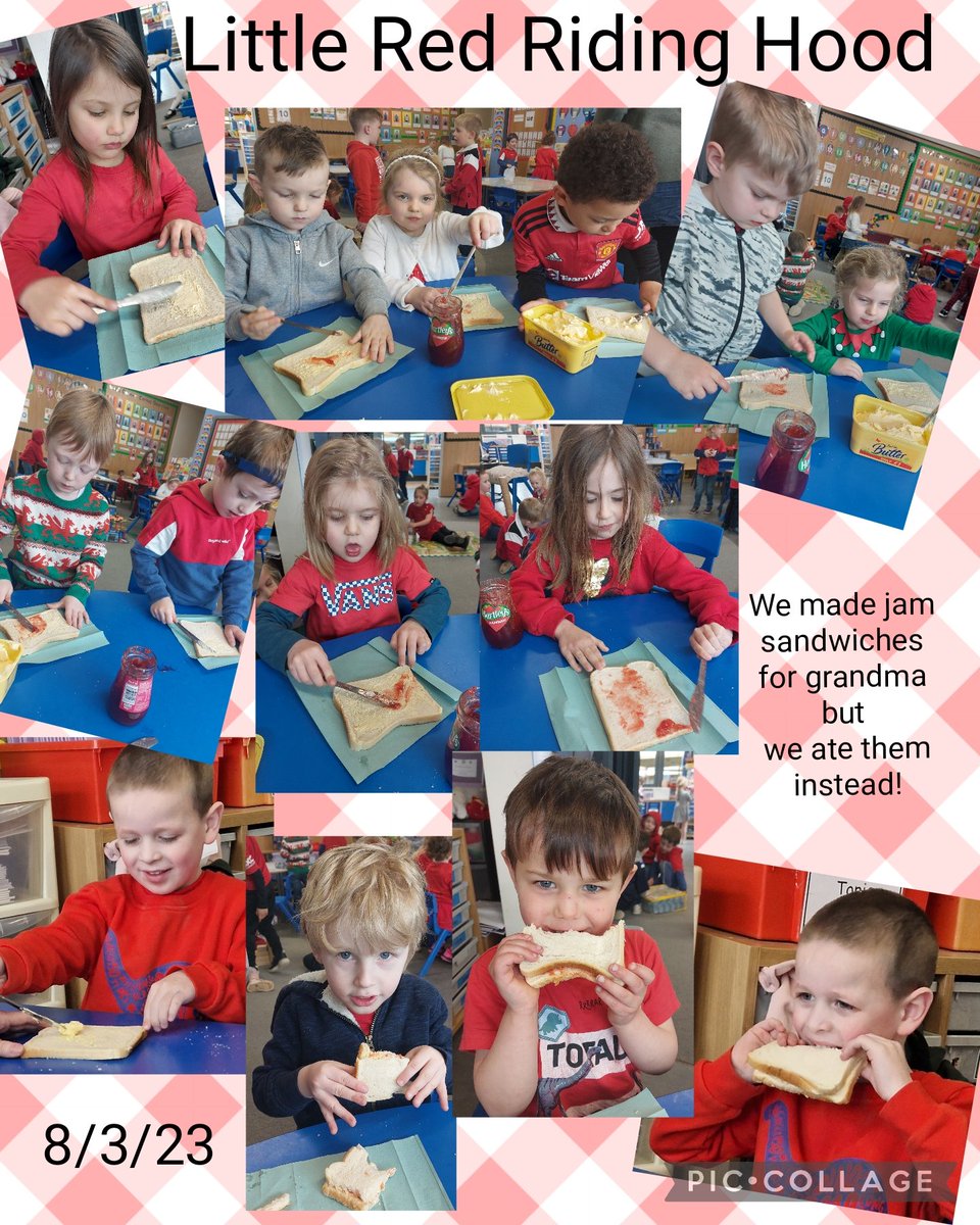 After reading 'Little Red Riding Hood' the Reception children had great fun making jam sandwiches to take to grandma.  They were so delicious, they ate them, themselves, instead! #RSSt1 #RSSt4 #RSSt5 #RSSpv