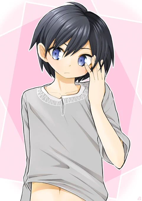 腹チラショタ#オリジナル #イラスト 