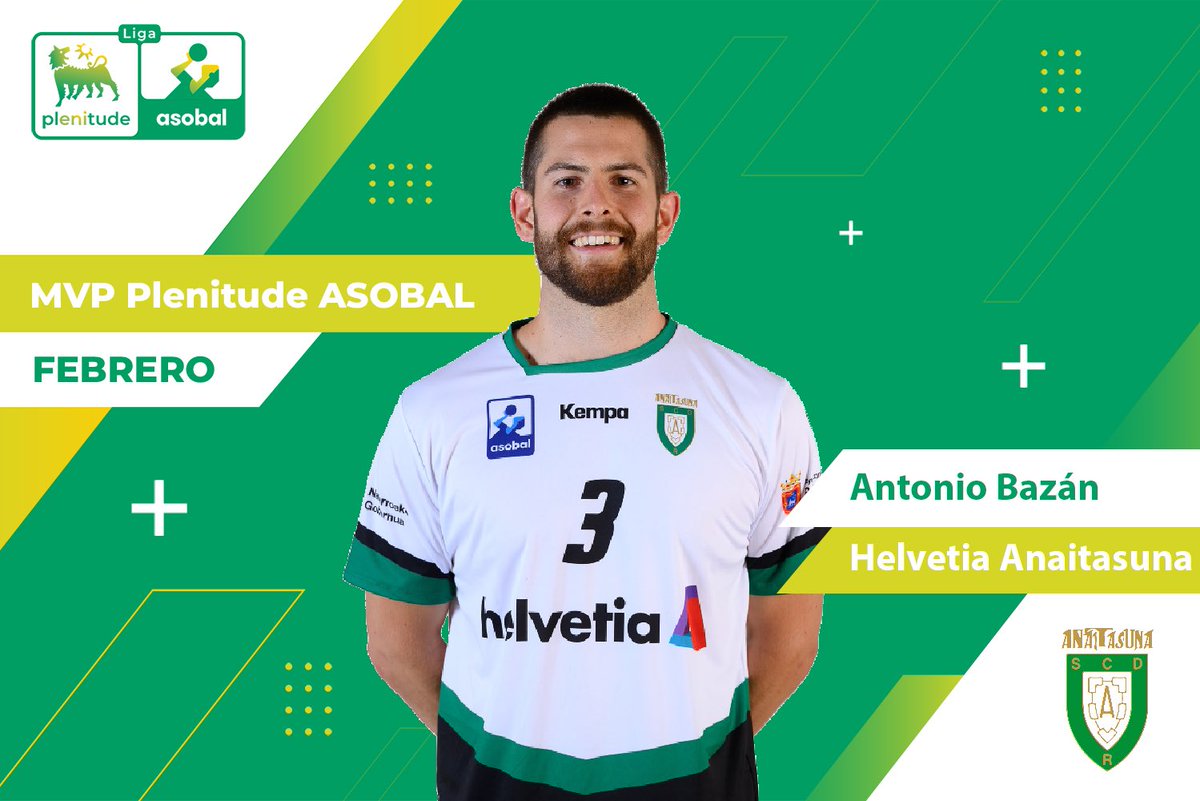 ¡El 𝐌𝐕𝐏 𝐏𝐥𝐞𝐧𝐢𝐭𝐮𝐝𝐞 𝐀𝐒𝐎𝐁𝐀𝐋 de febrero viaja hasta Pamplona!🌟

<a href="/AntonioBazn/">Antonio Bazán</a> ha recibido el 47,7% de los 8.936 votos, superando a Mohamed Aly (46%) en una preciosa lucha🤝

¡Enhorabuena al pivote de <a href="/AnaitasunaBM/">ANAITASUNA</a>!🙌🏽

🟢🟡 #LaEnergíadeASOBAL