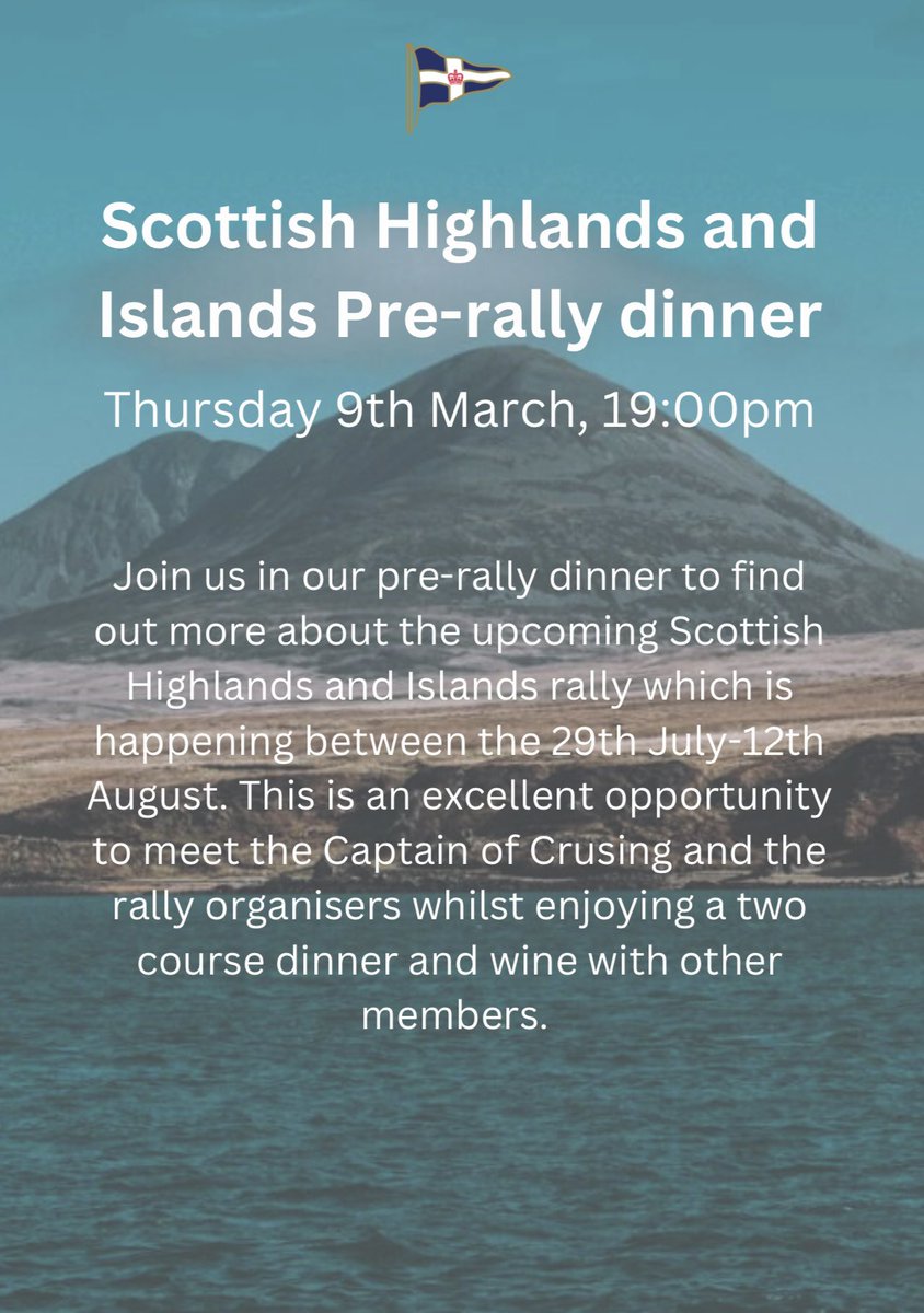 Join us for our Scottish Highlands and Island Pre-rally dinner tomorrow evening!