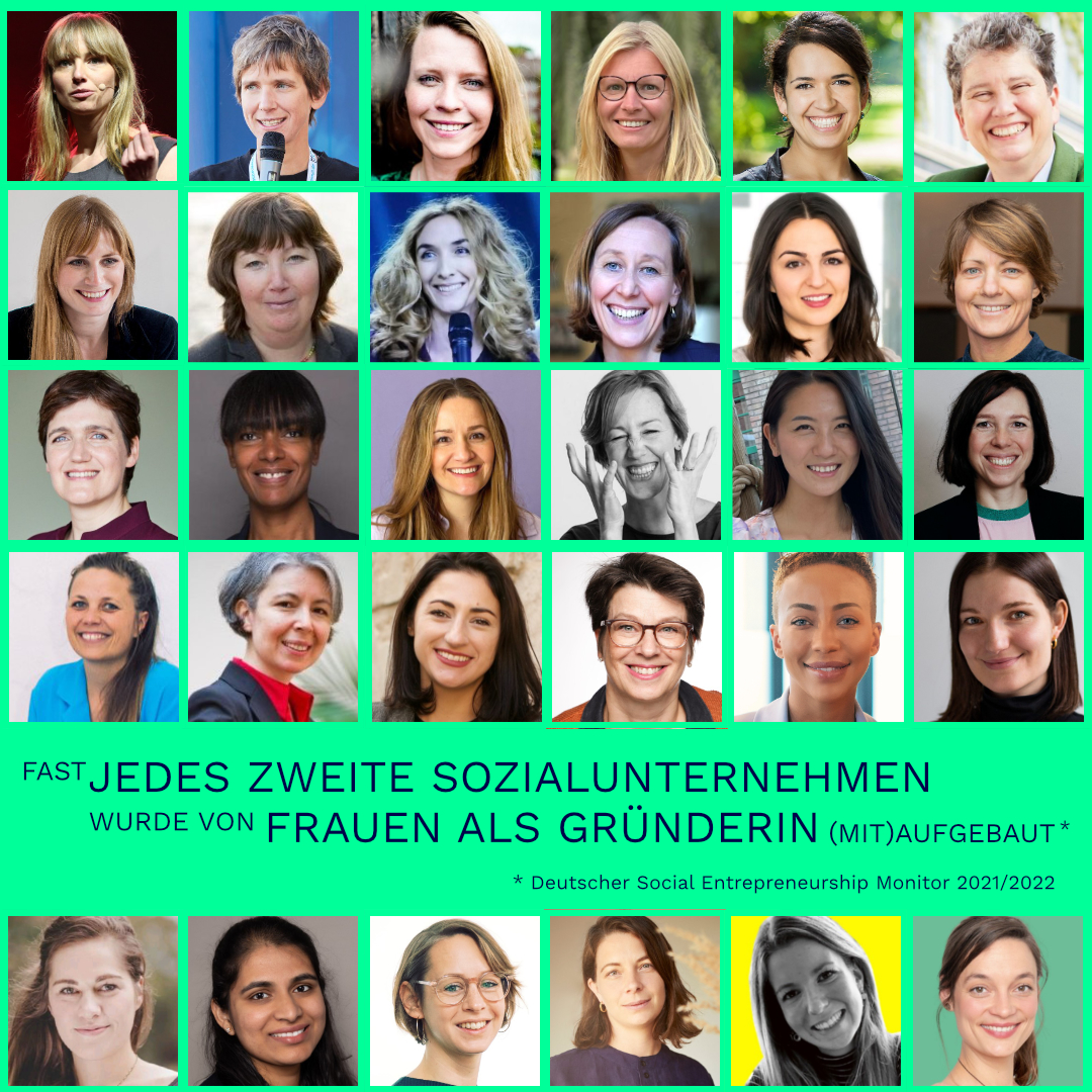 Am internationalen #Weltfrauentag feiern wir die Gründerinnen aus unserem Netzwerk! Mit Euren Ideen &amp; Engagement setzt Ihr echte #SocEnt Lösungen um – denn trotz höherer Hürden für Frauen wird fast jede 2. Organisation im Sektor von Frauen im Gründerteam (mit)aufgebaut. 💥💪