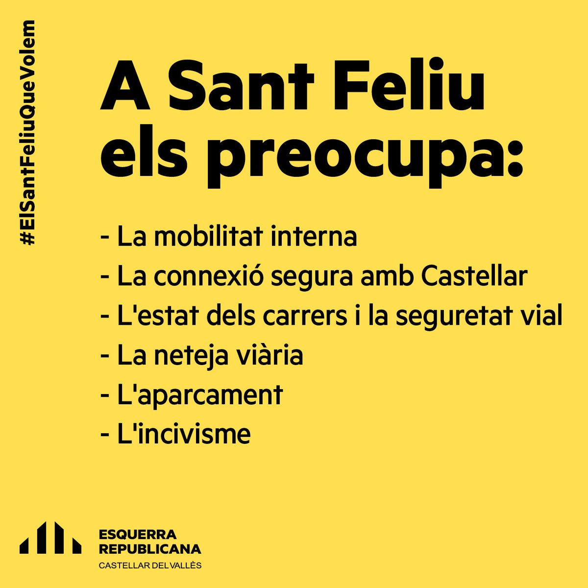 ERC_CastellarV's tweet photo. Després de la consulta realitzada als veïns i veïnes 👫 de #SantFeliudelRacó i l'anàlisi dels resultats obtinguts, des d'#ERCCastellar en prenem bona nota. Moltes de les conclusions formaran part del nostre programa en les eleccions 🗳️ del 28 de maig.
#ElCastellarQueVolem https://t.co/EwwAtLi2nb