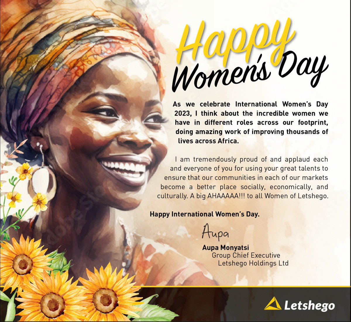 Letshego wishes all women across our Africa footprint a very happy Women’s Day 🙏 ##LetshegoAfrica #11markets #improvinglives