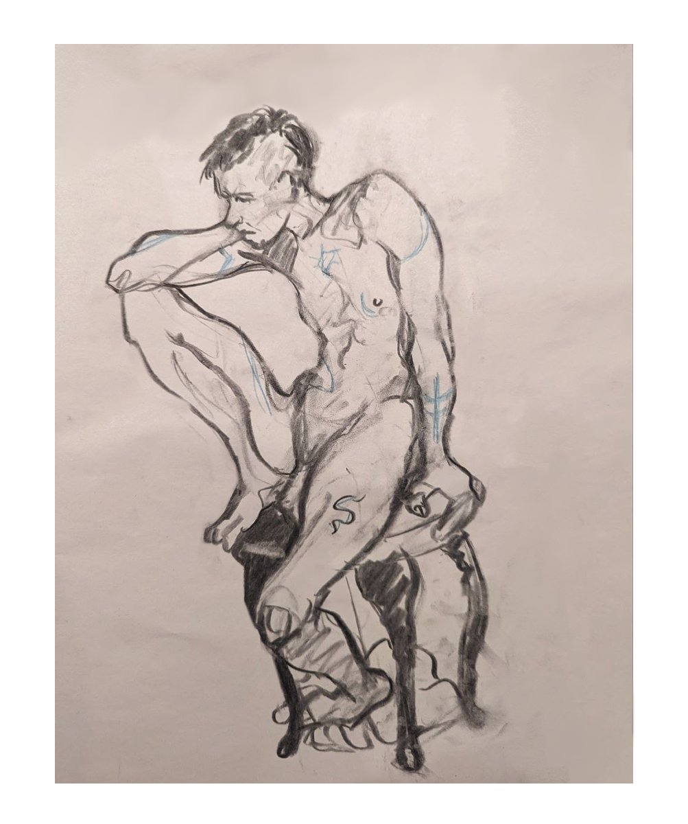 Life drawing from last night (15 minutes) - I usually find male bodies more of a challenge but I feel like I got the characteristics of the model pretty well!