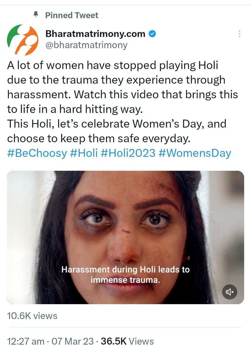 Saffronloverr's tweet photo. After swiggy now Bharatmatrimony  
targeting  hindu festivals...🥲 https://t.co/Lp0FCJCqo8