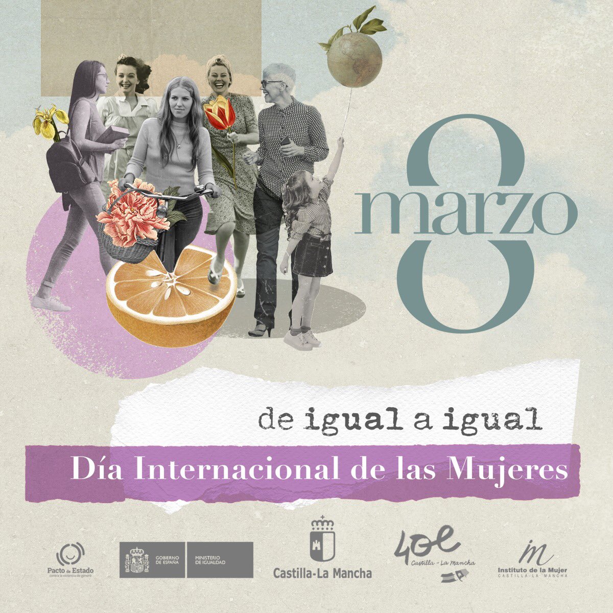 imujerclm's tweet photo. #8M. Día Internacional de las Mujeres.  Seguimos celebrando los logros que el feminismo y la lucha de las mujeres han conseguido y continuamos reivindicando la más justa de las aspiraciones sociales: la #igualdad https://t.co/0hXxCCrEc4