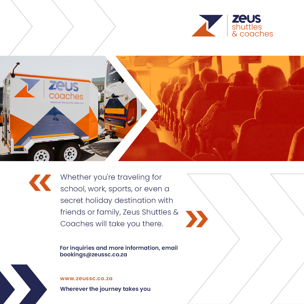 From small to big groups of travellers, choose Zeus Shuttles & Coaches for your travel needs. 
For bookings and inquiries email bookings@zeussc.co.za 

#transportation #shuttleservice #shuttlebus #travelcoach #traveling  #longdistancetravel