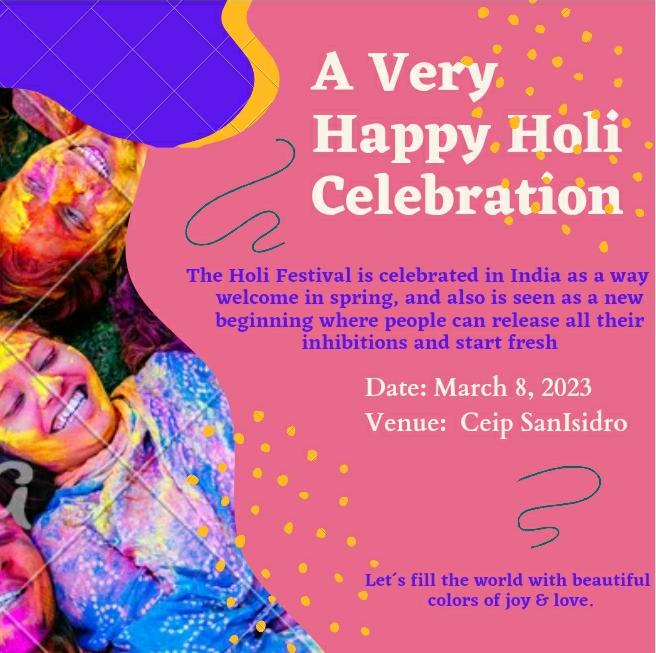 Además de conmemorar el día de la #mujer celebramos el festival #HoliFestival2023 Nos adentramos en la festividad de la India gracias a la auxiliar del centro de dicha nacionalidad.
#multiculturalism 
#bilingue