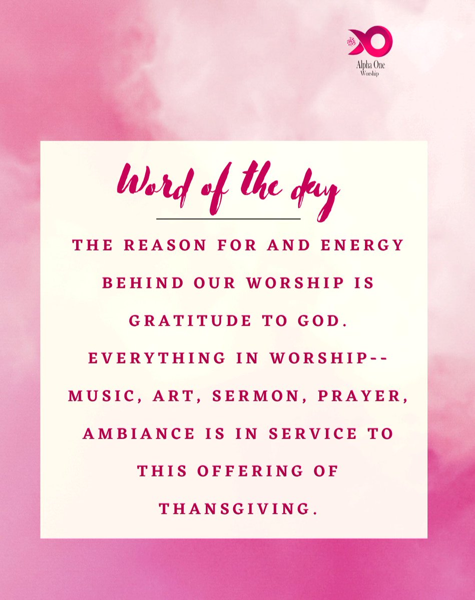Alpha1Worship's tweet photo. Gratitude is the stem cell of all worship.
Our worship is not born of the beauty of our expressions of praise in music and art.
Our worship does not grow out of the eloquence of a sermon or the ambiance of the room in which we gather. https://t.co/bO7neRHGos