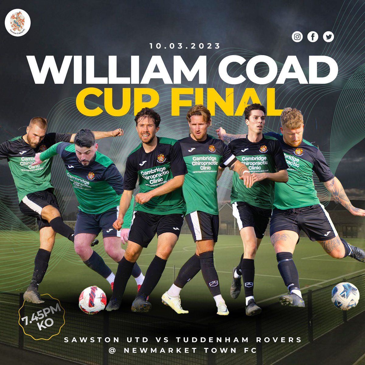 SawstonUtdFC's tweet photo. FINAL COUNTDOWN: Why United hope Friday night’s @CambsLeague William Coad Cup Final against @TuddenhamRovers represents a significant change in fortunes for the club. Match preview on our website: https://t.co/AbIb9g5U4d https://t.co/7M6nJEtPlN