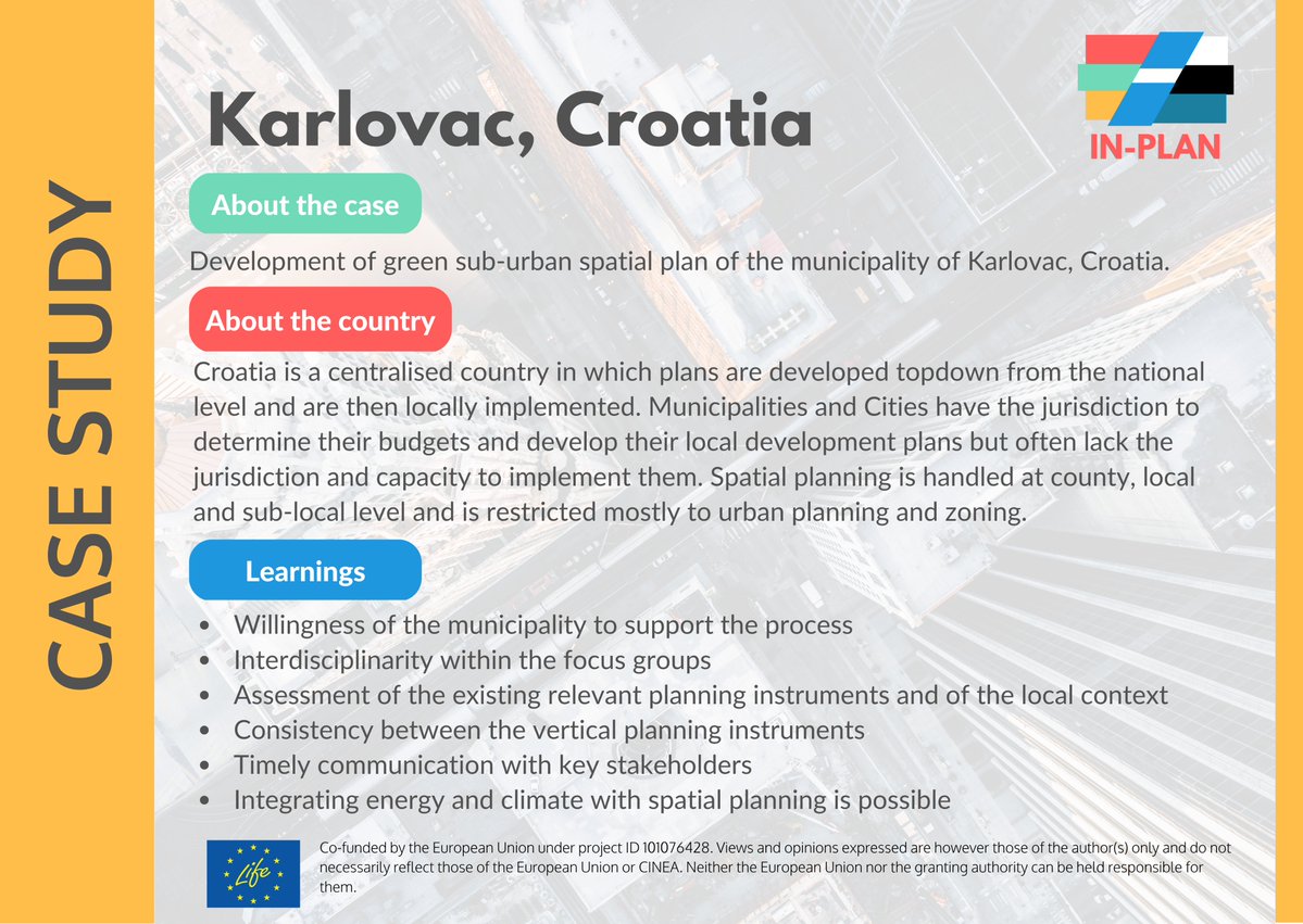 <a href="/RegeaAgency/">REGEA EnergyAgency</a> <a href="/tus_rdi/">TUS - Research, Development & Innovation</a> <a href="/AreaSciencePark/">Area Science Park</a> <a href="/alea_ro/">ALEA România</a> <a href="/Fedarene/">FEDARENE</a> <a href="/LIFEprogramme/">LIFE Programme</a> <a href="/cleanenergy_eu/">Clean Energy 🇪🇺 CINEA</a> <a href="/cinea_eu/">CINEA 🇪🇺</a> <a href="/EU_BUILDUP/">BUILD UP</a> 🤓In its last report, #LifeINPLAN identifies a series
of inspiring #goodpractices for the integration of #spatialplans developed by frontrunner local &amp; regional governments

🇭🇷One is the Karlovac municipality, Croatia. Read more about this &amp; other cases👉fedarene.org/publication/st…