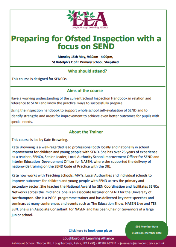 Do you want to have a better understanding of the current School Inspection Handbook in relation to SEND? Do you want to support whole school self-evaluation of SEND? This is the course for you - bit.ly/3oQ2vGz