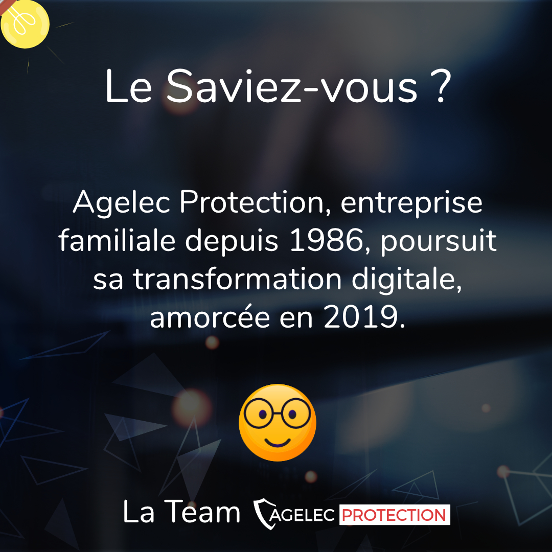 AgelecP's tweet photo. 💡 Le Saviez-vous ?

Agelec Protection, entreprise familiale depuis 1986, poursuit sa transformation digitale, amorcée en 2019 🤓.

La Team Agelec 🤟. https://t.co/dxiGesvigV