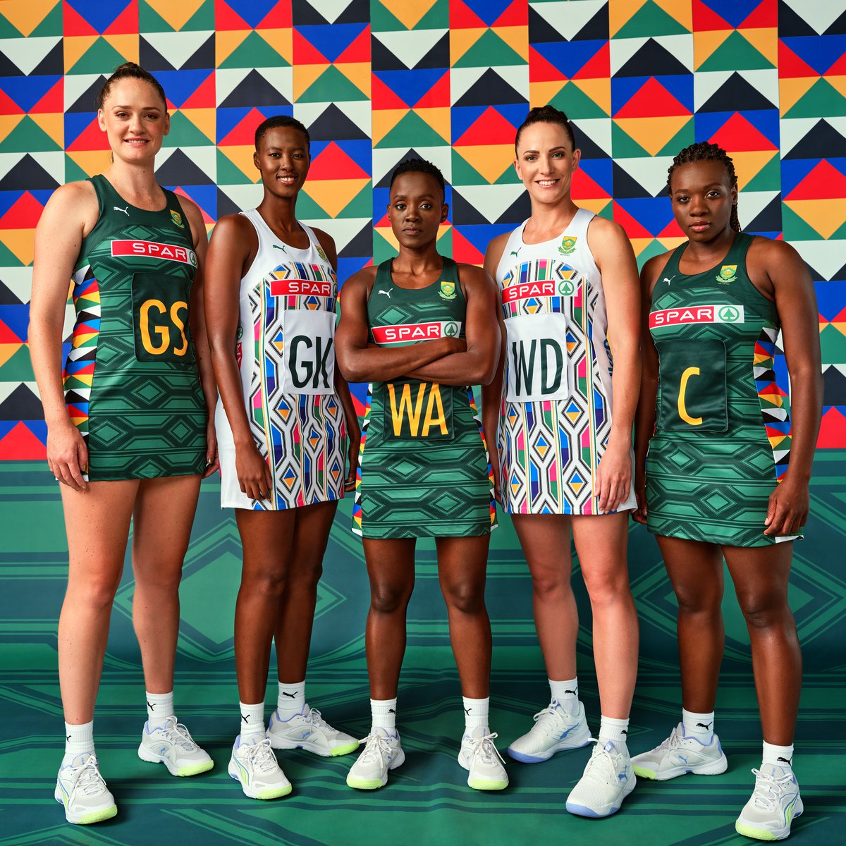 PUMASouthAfrica's tweet image. Like the colours in our kit, we all have our own story… 
But together? 
It’s the story of South Africa, our diverse country. 
@Netball_SA #ForeverFaster #SPARProteas