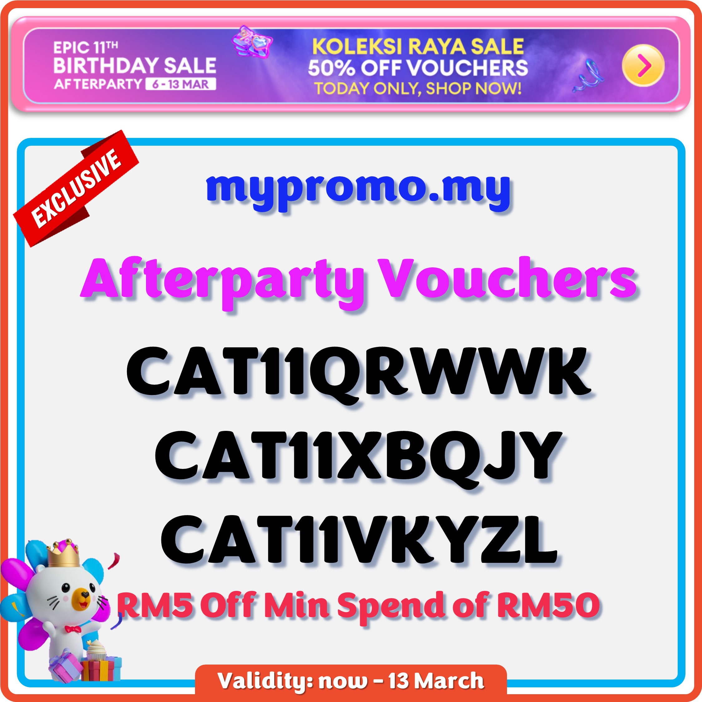 Lazada Birthday Sale Afterparty Voucher RM5 Off 