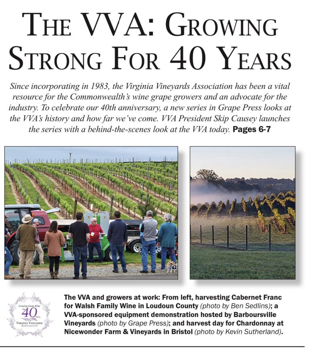 CellarBlog's tweet image. I find it amazing that the Virginia Vineyards Association has been around for 40 years! That is not much younger than the rebirth of #vawine. Here’s to the next 40 years of guiding Virginia’s grape growers and winemakers 🍷!