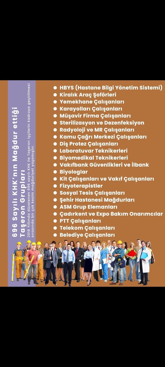 KadrosuzTaşeronun OyuAskıda
Taşeron yıllardır emeklerinin karşılığını bekliyor, ayrımsız şartsız taşerona kadro.