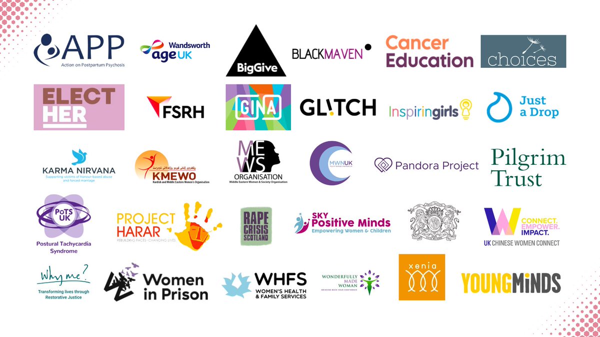 And make sure to follow our amazing participating charities below 👇🏾 
 
<a href="/ActionOnPP/">Action on Postpartum Psychosis</a>, <a href="/AgeUKWandsworth/">Age UK Wandsworth</a>, <a href="/BigGive/">Big Give</a>, <a href="/Cancer_EdUK/">Cancer Education UK</a>, <a href="/ElectHer_UK/">Elect Her</a>, <a href="/FSRH_UK/">The FSRH</a>, @gina_cic, <a href="/GlitchUK_/">Glitch</a>, <a href="/Inspiringgirlsf/">Inspiring Girls</a>, <a href="/Just_a_Drop/">Just a Drop</a>, <a href="/KNFMHBV/">Karma Nirvana</a>, <a href="/kmewo/">KMEWO</a>, <a href="/MewsOrg/">Middle Eastern Women and Society Organisation</a>, @muslimwomenuk, @PandoraProjectN [1/2]