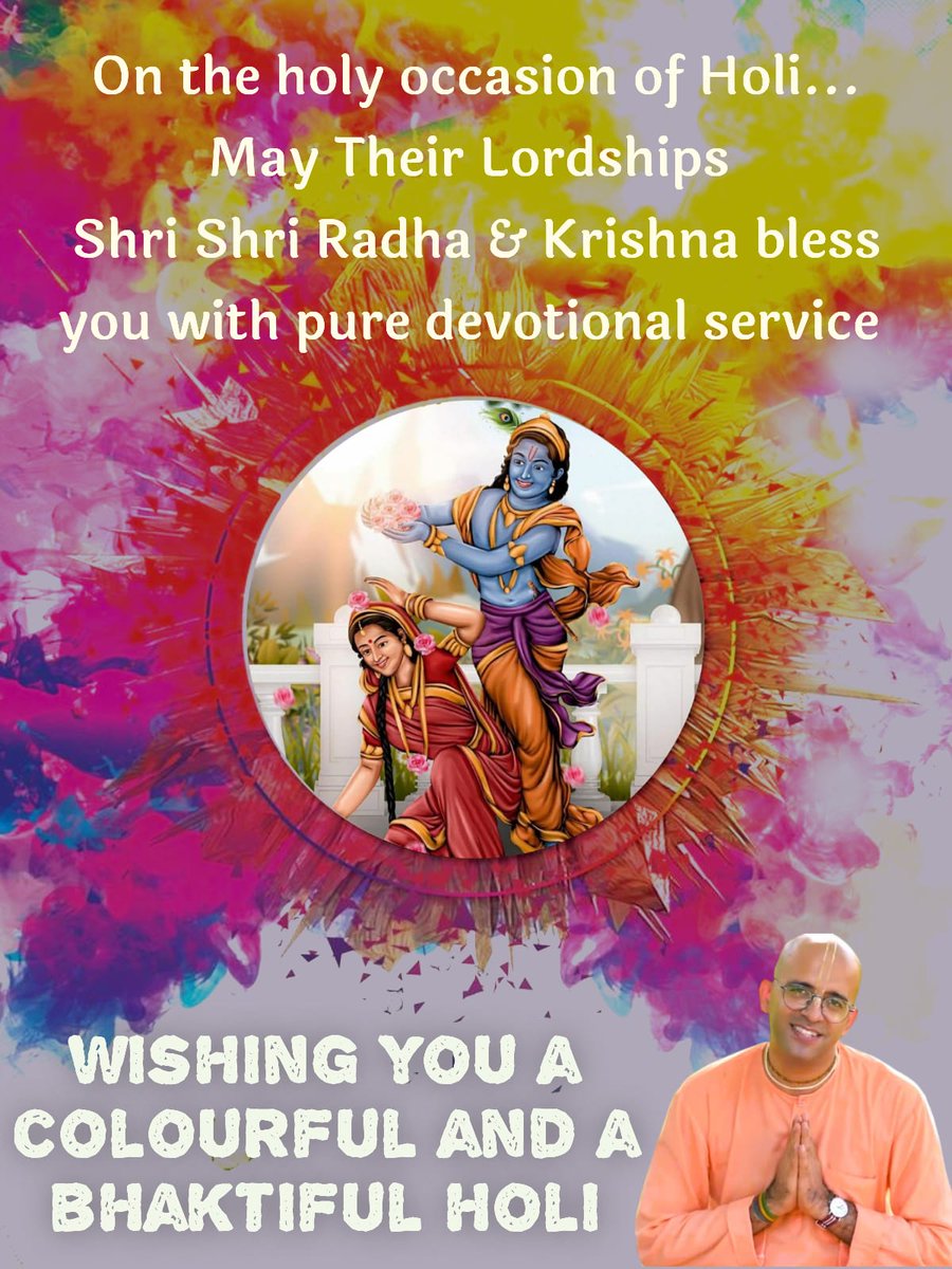 On the holy occasion of Holi..May their Lordships Shri Shri Radha and Krishna bless you with pure devotional service. Wishing you a colourful and a beautiful Holi.

#euphoricsouls #amoghliladas #amoghlilaprabhuji #amoghlilaprabhu #postivequotes #happyholi