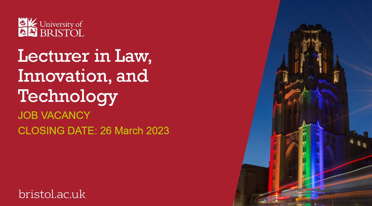 🚨👇We are hiring!👇🚨 jobs.ac.uk/job/CYA123/lec… #law #innovation #technology #Bristol #research #opportunity @BristolUniLaw