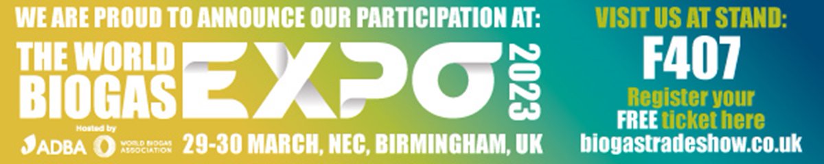 HueskerI's tweet photo. We’ll be exhibiting at #WorldBiogasExpo2023, Hall 8, NEC Birmingham 29-30 March. Register for FREE at https://t.co/9yIEZZEV8r and visit us at stand F407. We look forward to seeing you! https://t.co/NP7x9xYkNH