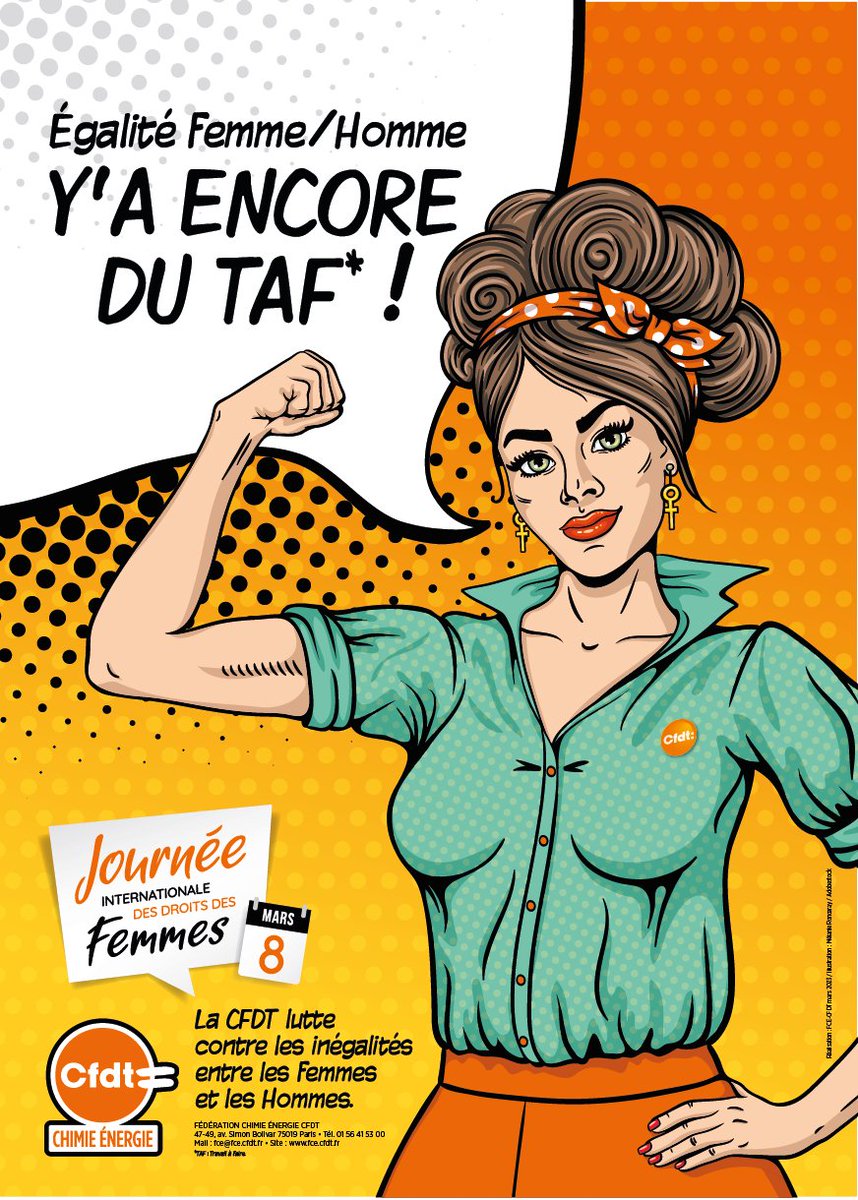 Egalité Femme / Homme : Y’a encore du TAF ! 
Affiche du 8 mars de la FCE-CFDT fce.cfdt.fr/accueil/accuei… #8M2023 #EgaliteFH #cfdt