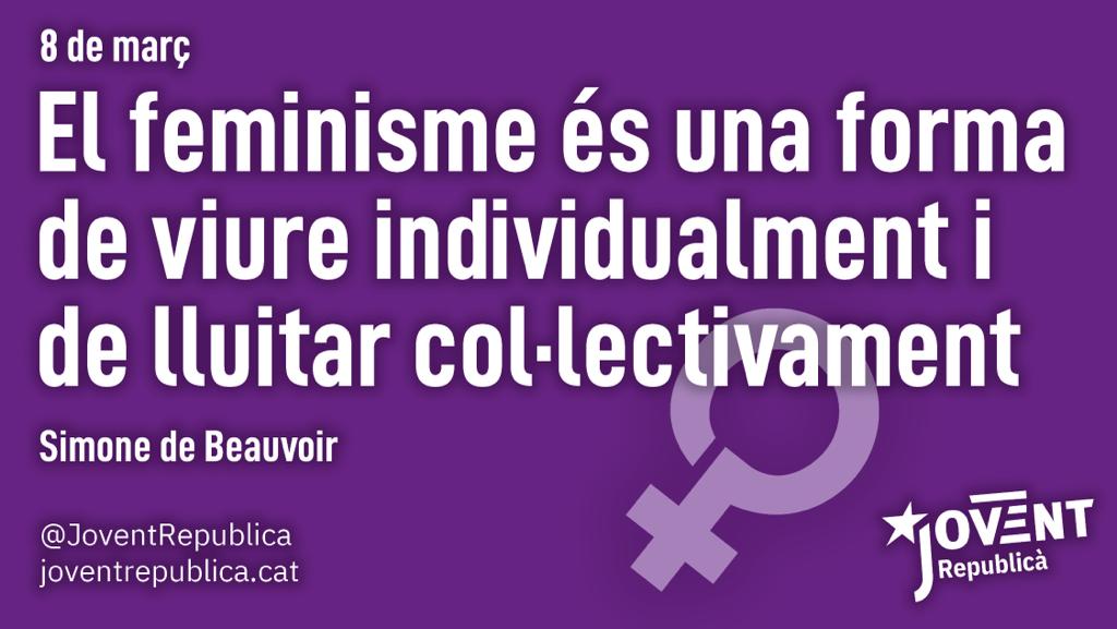 joventcamp's tweet photo. Avui,#8M, i cada dia, reivindiquem la lluita feminista pels drets de les dones i per acabar amb el sistema patriarcal opressor.✊💜

#8M, totes als carrers.#SomRevolucióFeminista https://t.co/CJjXFreP2A