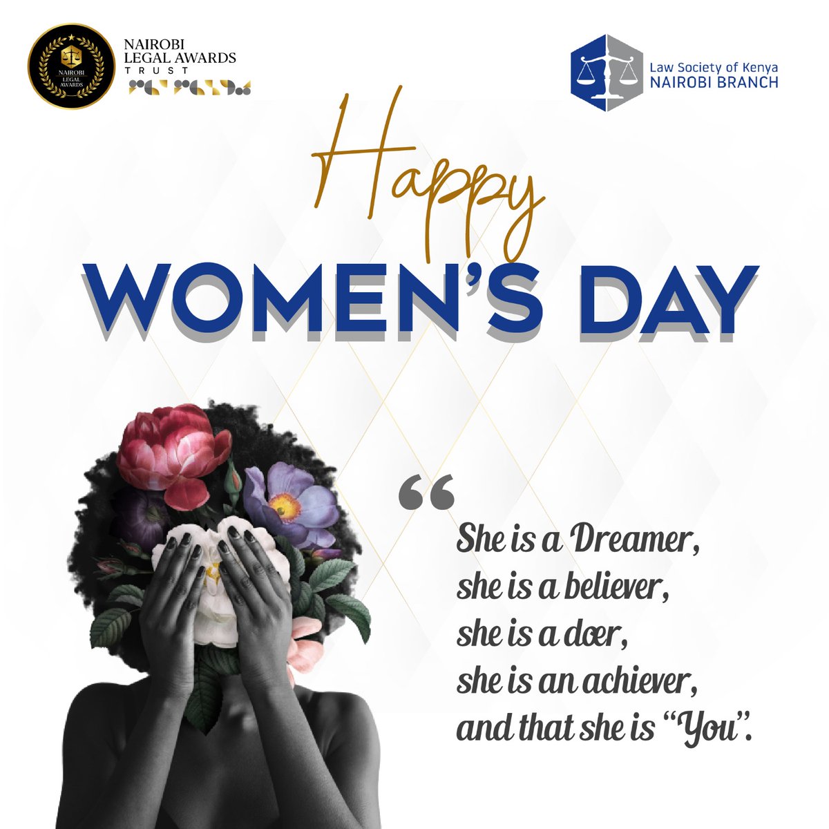 NrbLegal_Awards's tweet photo. Happy International Women's Day!

A pat on the back for the success you've attained thus far! Join us, the @lsk_nbi fraternity this Friday for a fun evening as we celebrate all our achievements and chart new paths to success.

 #IWD2023 
#NLAWomensSoiree23
#InternationalWomensDay https://t.co/cIR8zXZjkU