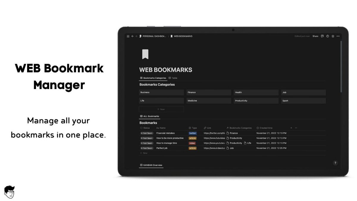 _heyhash's tweet photo. Introducing “Web Bookmark Manager” 

Categorically manage your bookmarks inside of Notion.

It's Free for next 24 hrs

To get it:
- Like &amp; RT
- Comment ‘WEB’

and I'll DM it to you.
(must be following) https://t.co/p0uVOnitS2