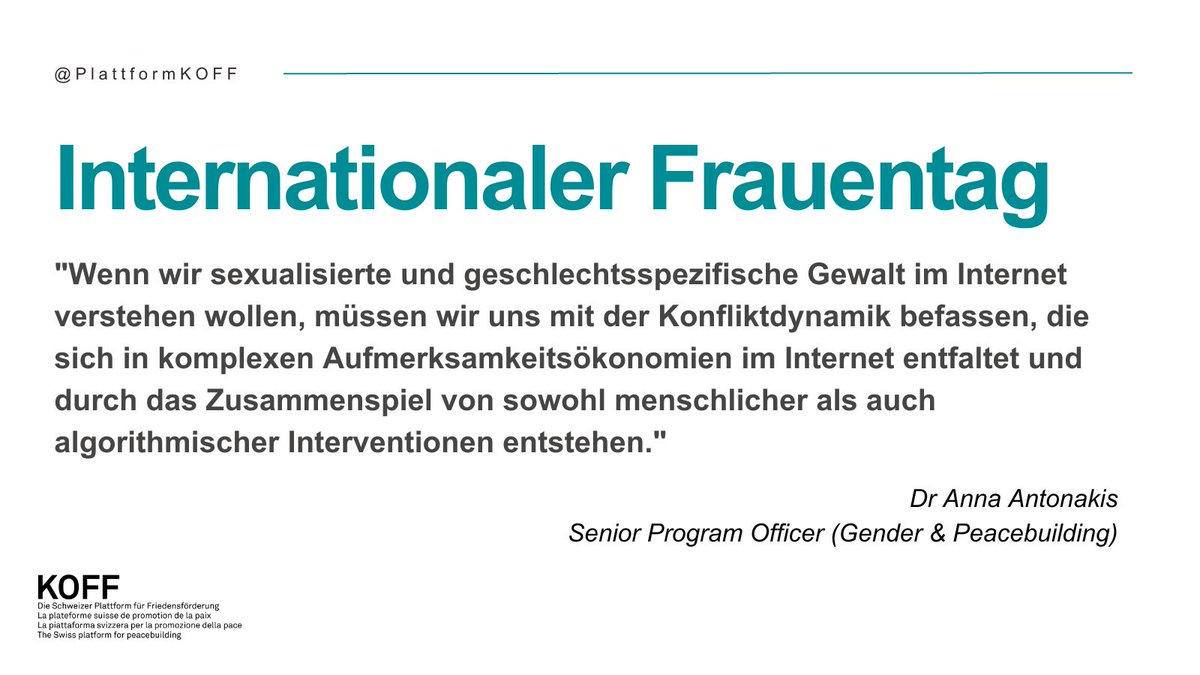 PlattformKOFF's tweet photo. Der  #InternationaleFrauentag 2023 beschäftigt sich mit #Gleichberechtigung im #digitalen Kontext. KOFF arbeitet kontinuierlich im Bereich #gender und am #genderdigitalnexus.  

Lesen Sie die Statements unserer Expert:innen Dr. Anna Antonakis &amp; @ebaumhofer zur Relevanz des Nexus! https://t.co/B9ZniP7phl