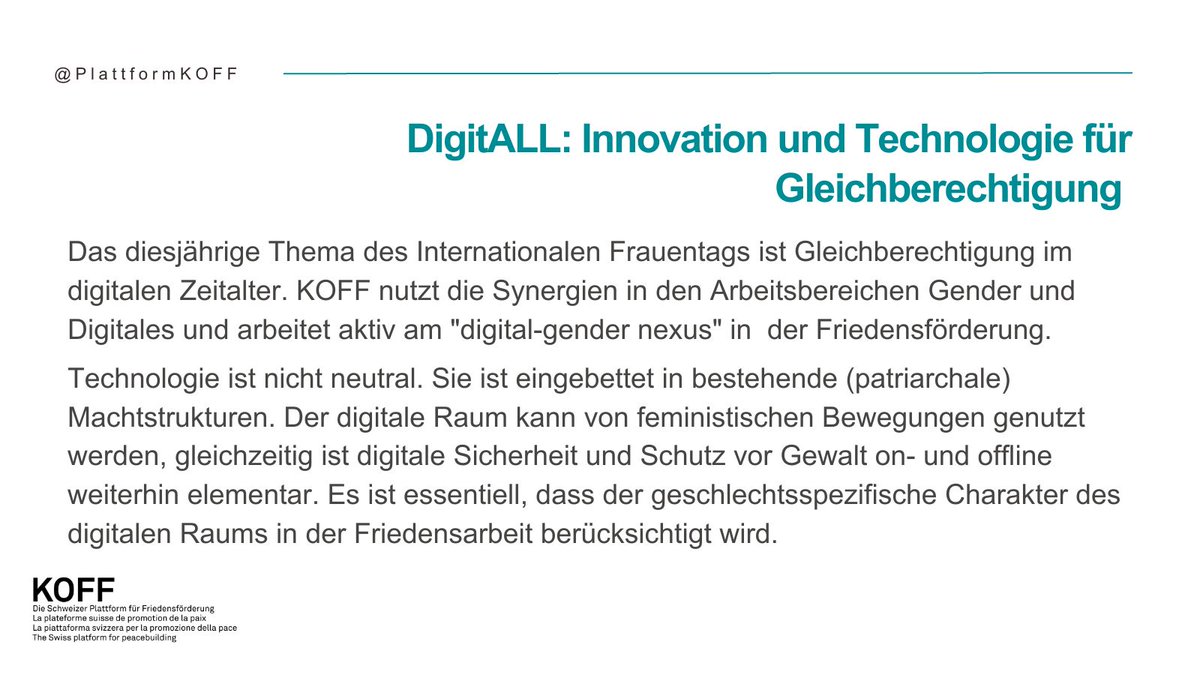 PlattformKOFF's tweet photo. Der  #InternationaleFrauentag 2023 beschäftigt sich mit #Gleichberechtigung im #digitalen Kontext. KOFF arbeitet kontinuierlich im Bereich #gender und am #genderdigitalnexus.  

Lesen Sie die Statements unserer Expert:innen Dr. Anna Antonakis &amp; @ebaumhofer zur Relevanz des Nexus! https://t.co/B9ZniP7phl