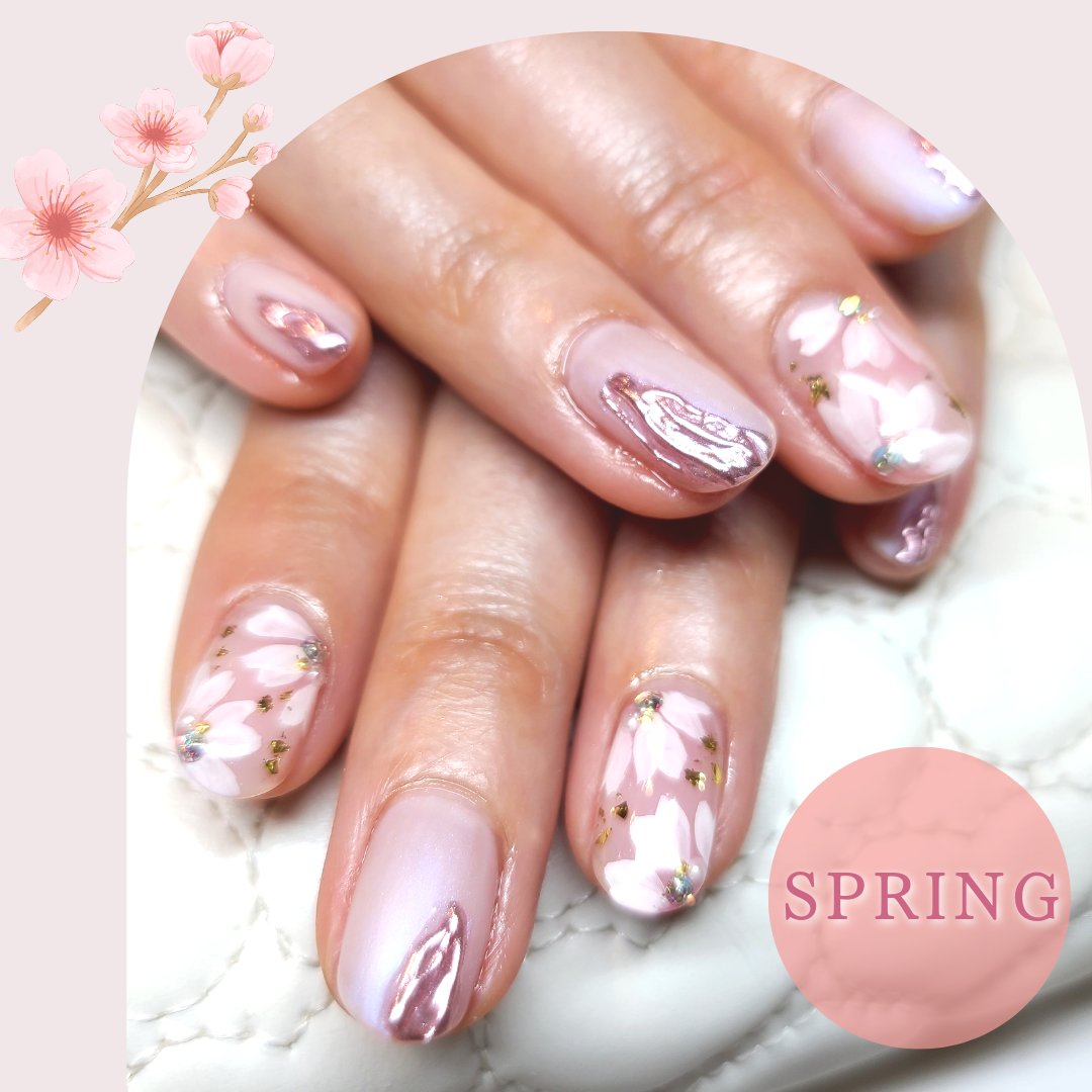 APasso2's tweet photo. ネイルチェンジしました😊

指先から春気分🌸

ワクワクで
制作もはかどりそうです😆✨️🌸

#春 #ネイル https://t.co/aj6pGNgLBy