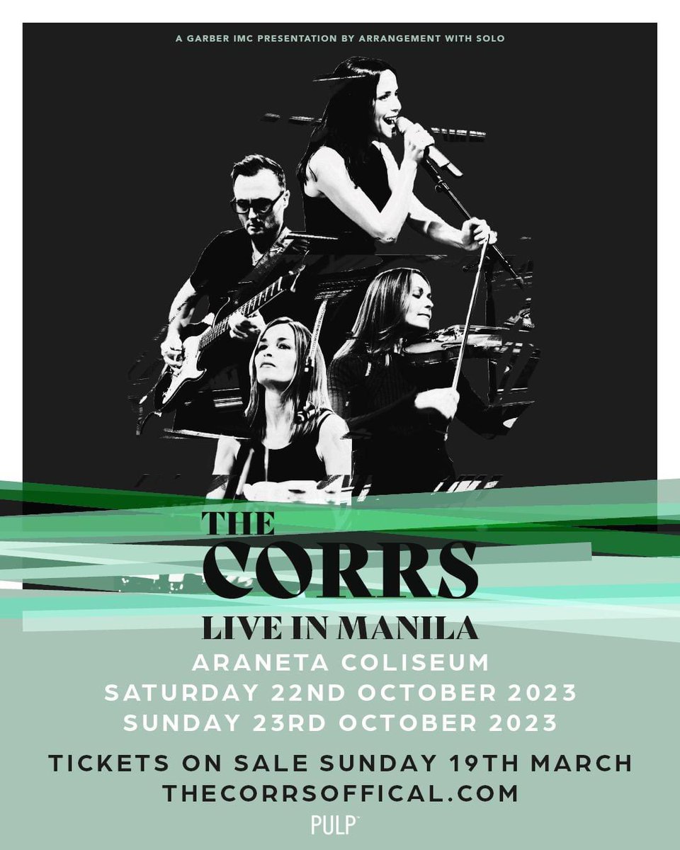 popemergencyph's tweet photo. 🚨 Mga Kapitbahay! 🚨

Before there was Haim, Jonas Brothers, Tegan and Sara, and The Veronicas — there was The Corrs! And they are coming back to Manila! 

The Corrs Live in Manila on October 22&amp;23, 2023 at the Araneta Coliseum! ✨

Tickets go on sale March 19 🥰 https://t.co/d6jY4RcJo2