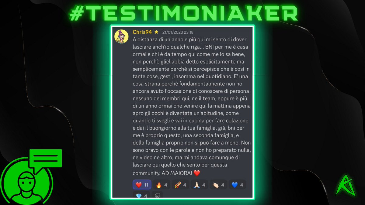 Testimonianza del buon <a href="/dealjimy/">DNZL</a> 

Ormai possiamo definirlo più che un OG di questa community, from day 1 🥷💚