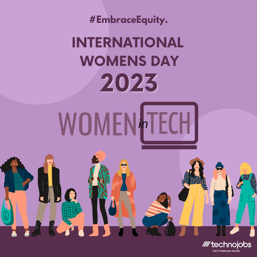 TechnojobsUK's tweet photo. Happy International Womens Day from everyone at Technojobs. We are proud to support @womenintechuk a site dedicated to women already in or looking to start their career  in the IT and tech sector. 💜👩‍💻
https://t.co/UtkHTSqJXe

#internationalwomensday #embraceequity https://t.co/pMBsjWBcdu