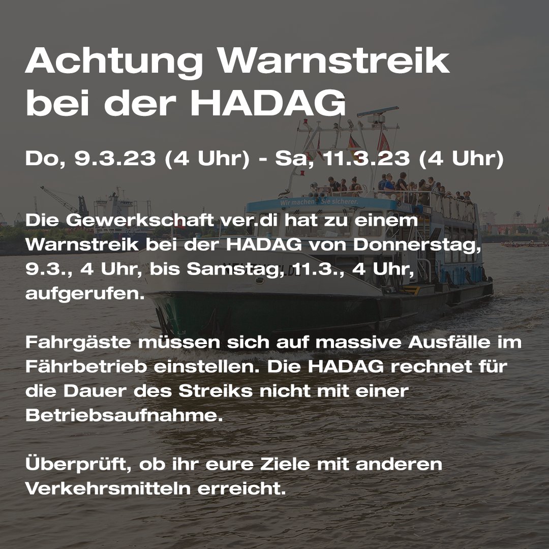 HOCHBAHN on Twitter "Ab morgen (09.03.), 4 Uhr, bis Samstag (11.3.), 4 Uhr, sind streikbedingt