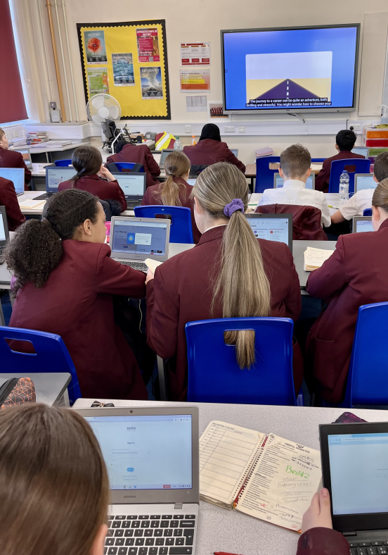 BroadoakSch's tweet photo. Day 2 - ~#NCW2023 has been another busy day! Pupils from Years 7-10 logged into their personalised GMACS XELLO platform to explore what careers are recommended for them. The platform will grow with them as they get work-ready over time. #NCW2023 #GMACS #boscareers #bos_work https://t.co/SaYqVp66Tc