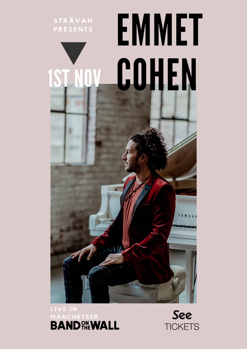 AdrianCoxMusic's tweet photo. Super excited to be presenting the great Emmet Cohen Trio this November 1st
@bandonthewall Manchester 

Tickets on sale FRIDAY 9am 
Early Bird &amp; Student 

Presented by @stravanco 

#emmetcohen #piano #newyork #jazz #manchester #livemusic #events #retweet #share #like #follow https://t.co/kjFSh92wDd