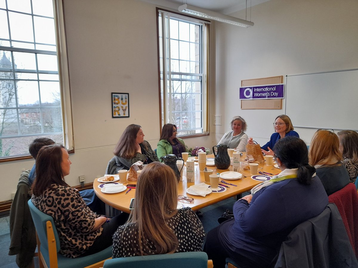 BuryCouncil's tweet image. Chief Executive Lynne Ridsdale sat with women across the council discussing their working lives and how they have had to overcome many obstacles including gender discrimination in order to achieve their personal and working goals #IWD2023 #InclusiveBury #EmbraceEquity