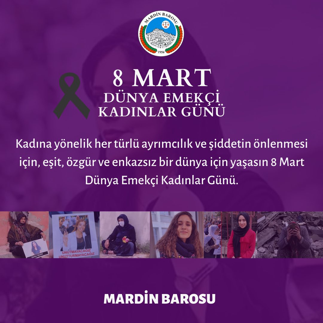 Tüm kadınların 8 Mart Dünya Emekçi Kadınlar Gününü kutluyoruz. 

Kadına yönelik her türlü ayrımcılık ve şiddetin önlenmesi için, eşit, özgür ve enkazsız bir dünya için yaşasın 8 Mart Dünya Emekçi Kadınlar Günü!

#8MartDünyaEmekçiKadınlarGünü