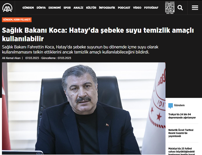 KAYIHANPALA's tweet photo. İçme suyu kalitesinde olmayan bir su, temizlik amacıyla kullanılamaz!
Eğer kullanılırsa, bulaşıcı hastalık salgınları için uygun zemin sağlanmış olur.
Biri Bakan'a söylesin.
Yeterince temiz su, merkezi ve yerel yönetimlerin işbirliği ile ivedi olarak sağlanmalıd��r!
#deprem https://t.co/SrBipwNQdL