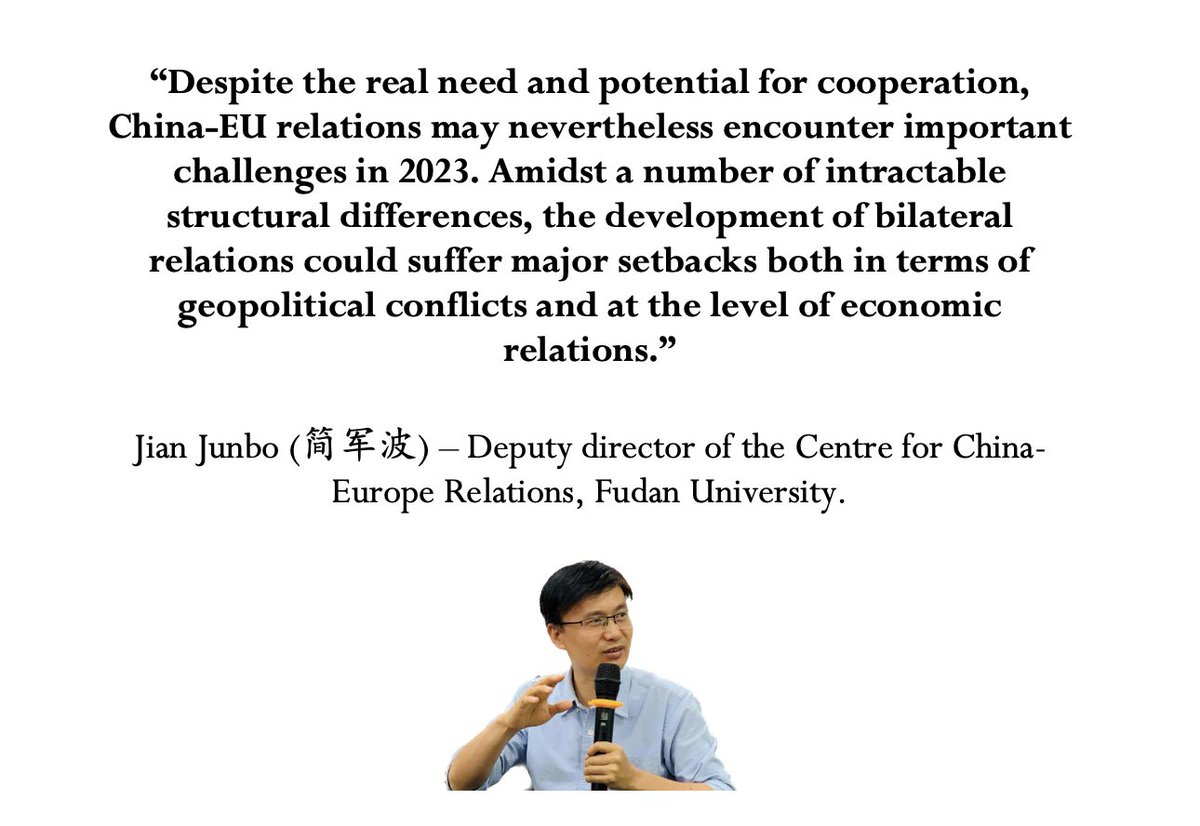 Fudan Prof. Jian Junbo (简军波) discusses the European Union's #StrategicAutonomy, 🇪🇺-🇨🇳 relations in 2023 and provides his government with a few suggestions. 

THREAD 🧵