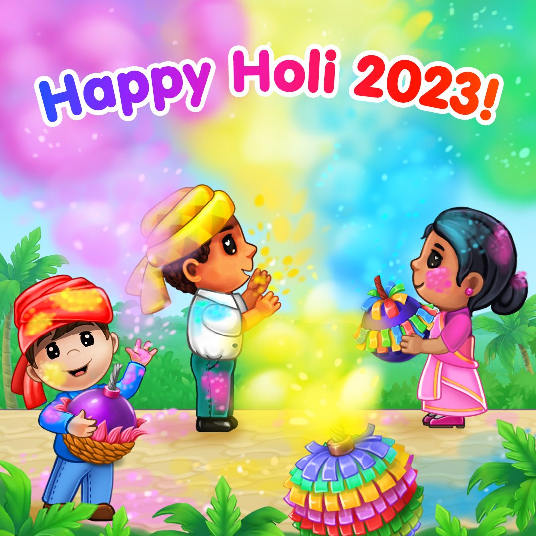 GoKids10's tweet photo. 🧡💚💛Happy Holi, our dear little players from India! 🥰

Have a nice and colourful day! 
Make your worlds bright!🌟

#happyholi2023 #holiholiday2023 #colorfulholiday #throwingcolors #indianholiday #celebratingholi
#gokidsapps #gokidpublishing #gamesforkids https://t.co/2xZLxYs33Y