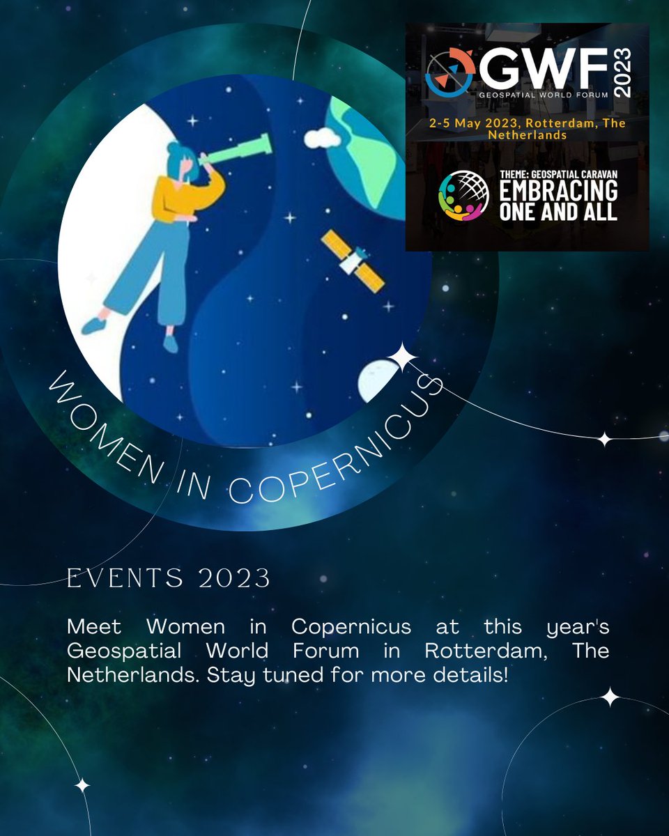 WomenCopernicus's tweet photo. ๐ฉโ๐ Meet #WomeninCopernicus
๐ค At the #GeospatialWorldForum 2023 from 2-5 May in Rotterdam
@geoworldmedia #InternationalWomensDay #IWD2023 #Copernicus https://t.co/zp38eVwtkg