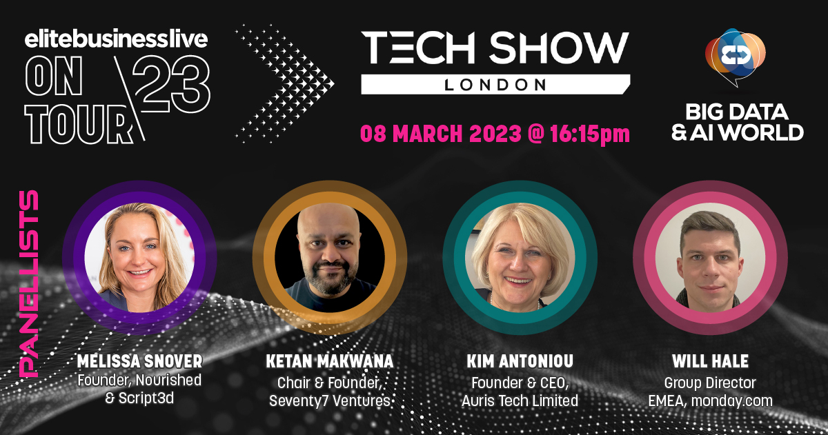 Proud to share that our Founder/CEO @KimPAntoniou is taking part in the @EliteBizEvent Live Panel Keynote at @BigDataWorld_ today sharing her experience on how to build the ultimate tech team alongside @hannahprevett @MelissaSnover1 @Ketan_Makwana @haleappdynamics #Tech