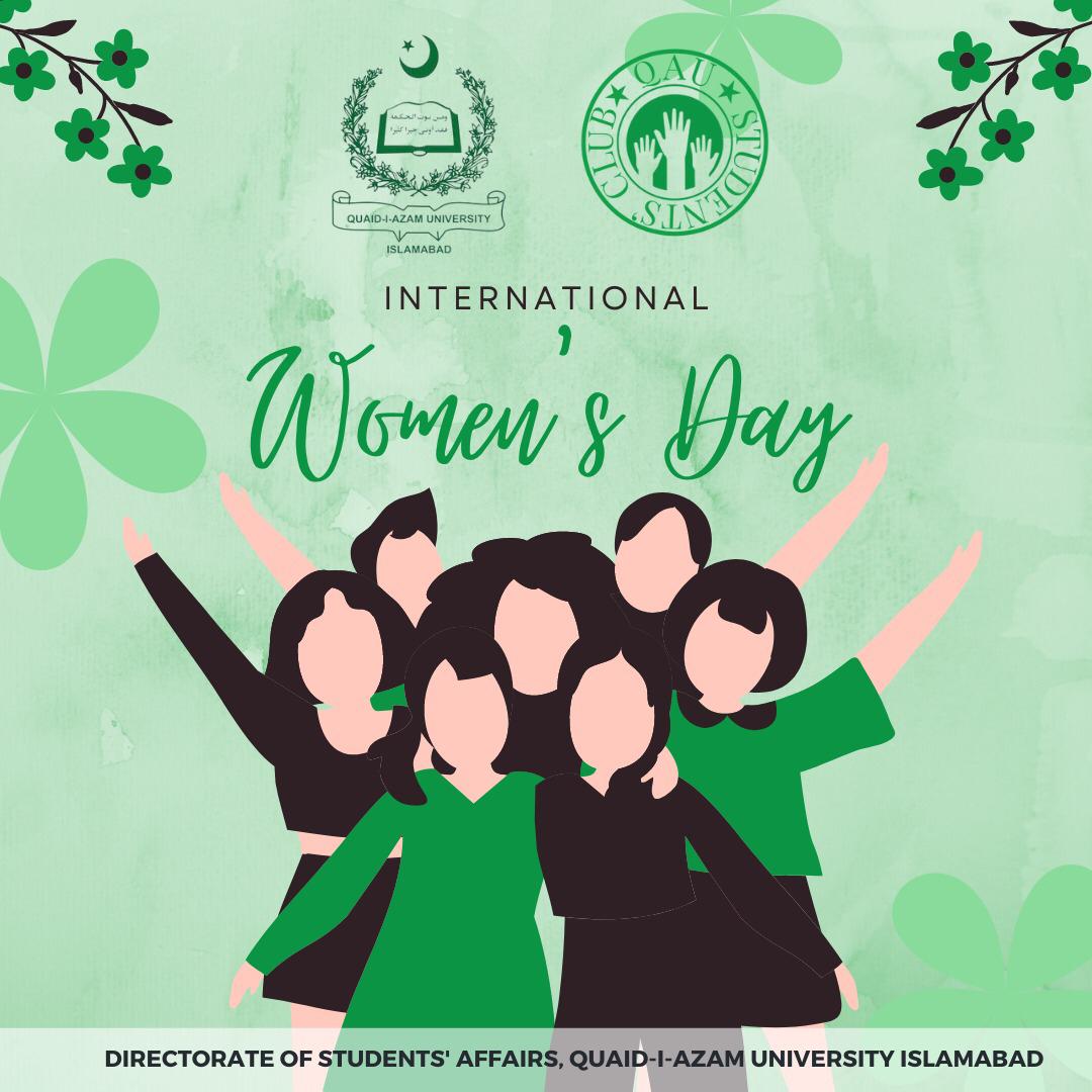 QSC_QAU's tweet photo. "Here's to the women who make our world a better place, who lead with compassion and grace. Happy International Women's Day from the QAU Students' Club, where we celebrate the strength and resilience of all the women in our lives. Let's continue to empower and uplift each other. https://t.co/xt3F2gBaVt