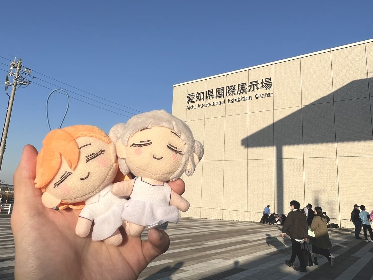 takanashi kiara multiple girls orange hair outdoors closed eyes grey hair smile real world location  illustration images